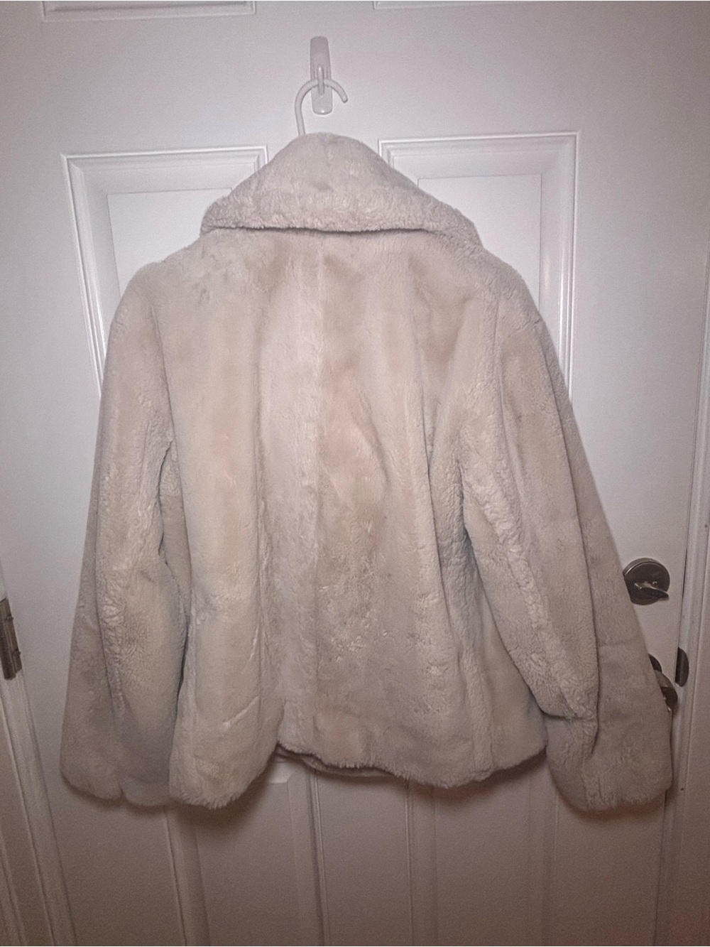 Vince Faux Fur Teddy Jacket Cream Double Breasted Machine Wash Cozy Luxe Large - Picture 4 of 10